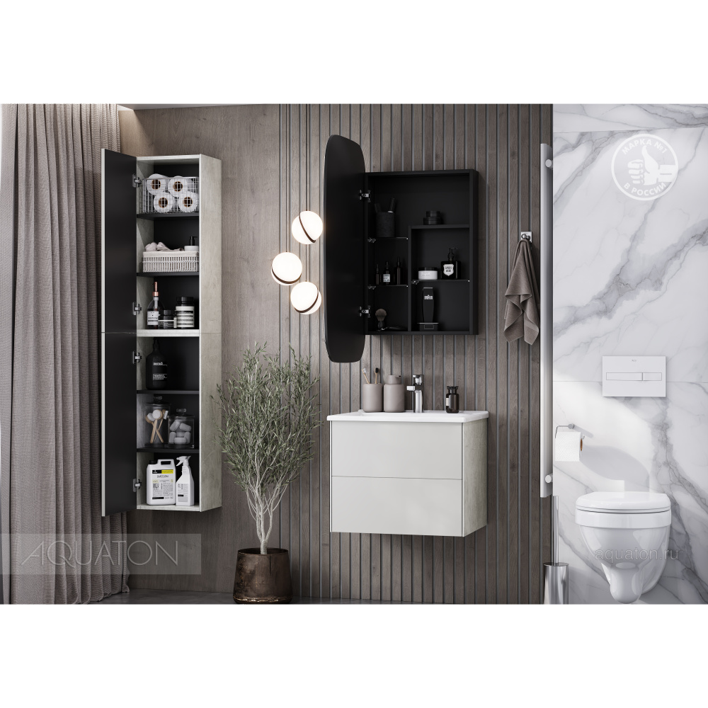 Зеркальный шкаф Aquaton Сохо 60 графит левый 1A258302AJA0L