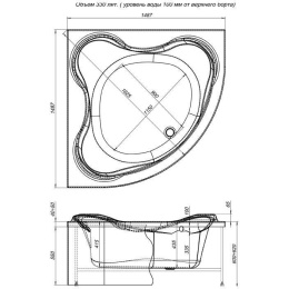Акриловая ванна 150x150 Aquanet (00203901), Четверть круга