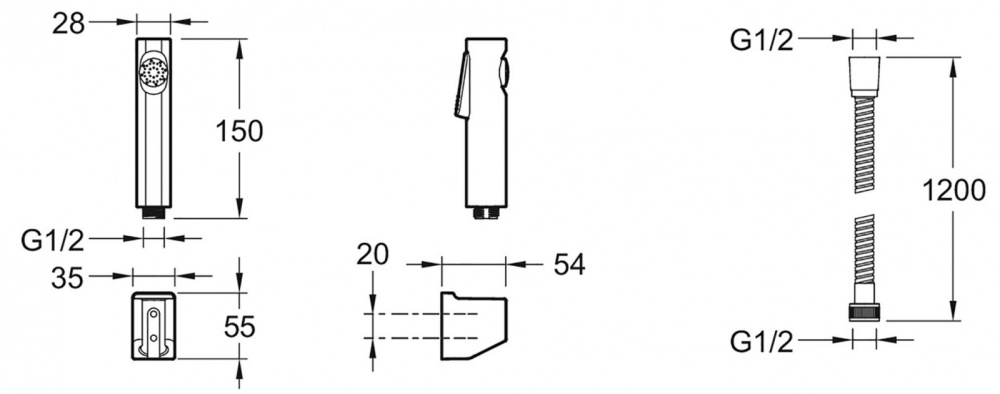 Фото Гигиенический душ Jacob Delafon Cuff E98100-CP со смесителем Nateo E71253-CP