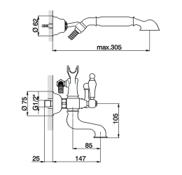 Смеситель для ванны Cisal Arcana Toscana TS00012021, хром