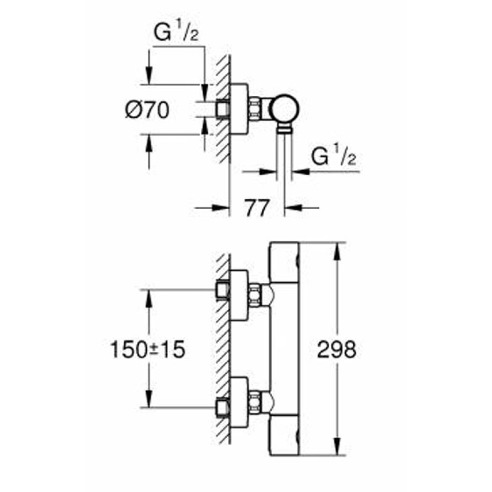 Grohe Grohtherm 1000 Cosmopolitan 34065GL2 Термостат для душа, с подключением шланга