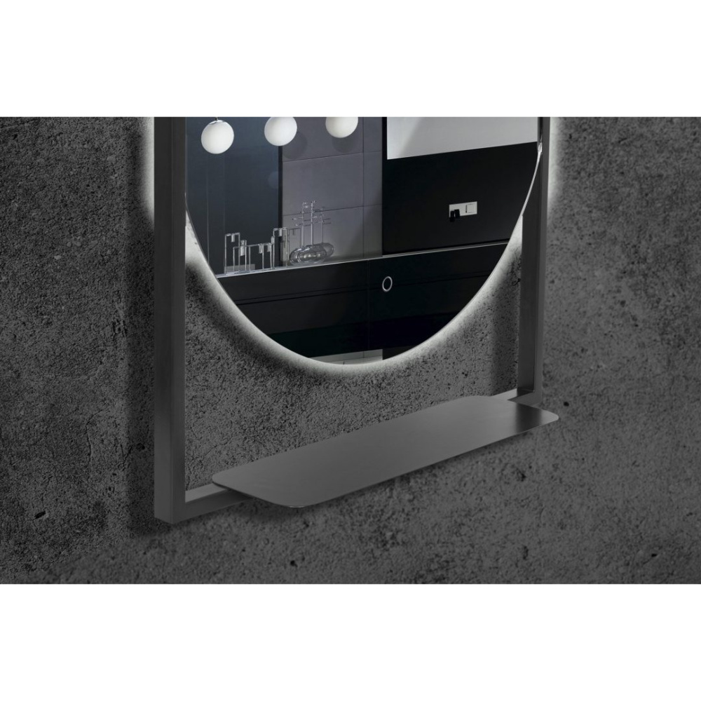 Armadi Art 550/2 Зеркало Vallessi круглое с полочкой антрацит 80*90