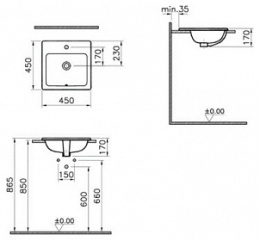 Фото Раковина встраиваемая сверху 45 см Vitra S20 (5463B003-0001) белый