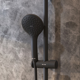 Душевой уголок Am.Pm Gem (WK90EO) с душевой системой и аксессуарами, черный