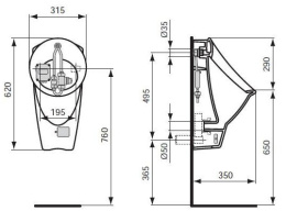 Писсуар автоматический сенсорный Ideal Standard San Remo R381301