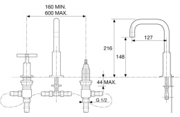 Смеситель Jacob Delafon Purist E144063 для раковины на 3 отверстия без донного клапана