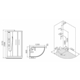 Душевая кабина 120x80x217 SSWW (W1020B R) Без гидромассажа,