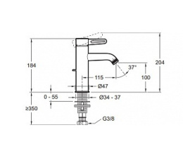 Смеситель для раковины Jacob Delafon Nouvelle Vague E78336-CAT, без донного клапана, хром матовый