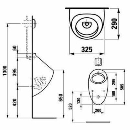 Писсуар Laufen Alessi 8.4097.5.400.000.1 без крышки, без "мухи"