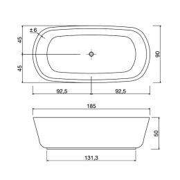 Фото Antonio Lupi Baia BAIA Pietra Stone Grey/cr Ванна отдельностоящая 185х90х50см, из натурального камня
