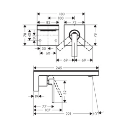 Axor MyEdition 47062330 Смеситель для раковины, настенный ,на 2 отв, излив 245мм. (без панели), цвет