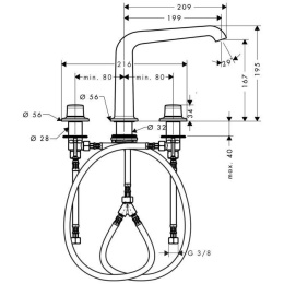 Фото Hansgrohe Axor Bouroullec 195 19142000 Смеситель для раковины на 3 отверстия (хром)
