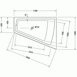 Акриловая ванна 170x130 Duravit (700267000000000), трапеция