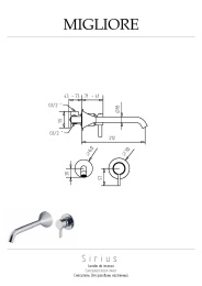Фото Migliore Sirius 28182 Смеситель для раковины скрытого монтажа настенный, на 2 отв. золото