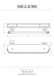 Фото Migliore Amerida 16565 Полка c галереей L36 см, с полотенцедержателем,бронза SWAROVSKI