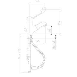 Thermomat RUMC102L смеситель для раковины локтевой с вытяжным изливом