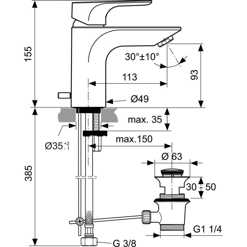 Смеситель для раковины A5449AA Ideal Standard Strada
