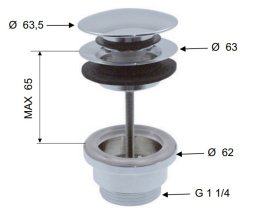 Фото Донный клапан REMER (905CCR114NO) черный, матовый