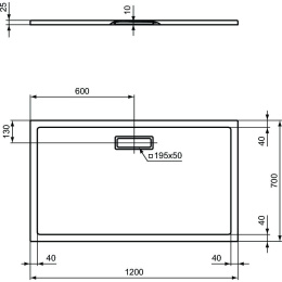 Ультратонкий акриловый прямоугольный душевой поддон 1200x700x25 мм Ideal Standard ULTRAFLAT NEW T447
