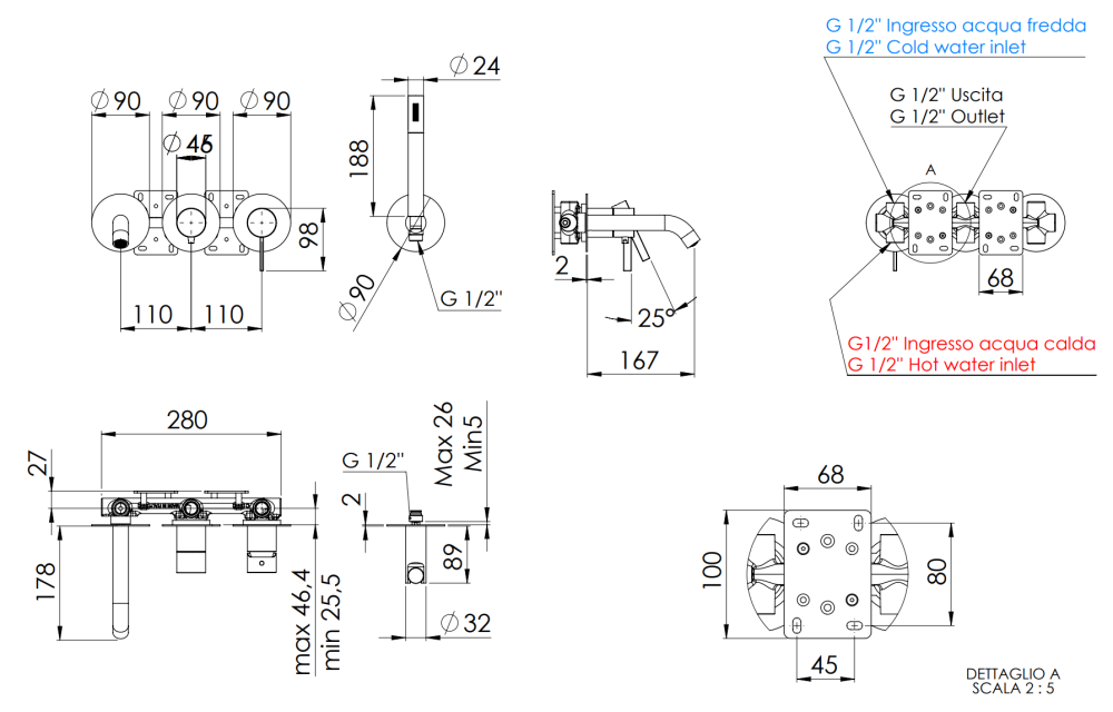 Фото Смеситель для ванны Remer Metrica MC53D2PXV, сталь