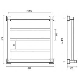 Фото Полотенцесушитель водяной Margaroli Panorama 710-3 7105203CRN, высота 52 см, ширина 52 см