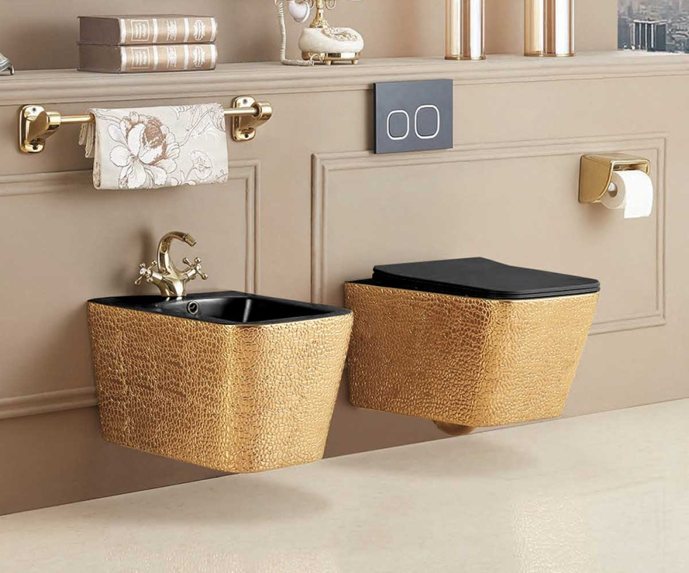 Фото Подвесное биде Vincea Q-Line (VB1-12G1B) золото/черный