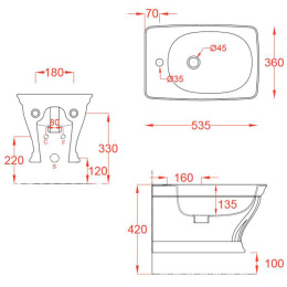 Биде подвесное ArtCeram Civitas (CIB001 02 00)