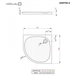 Душевой поддон из искусственного камня Radaway Zantos A 90x90x3,2 Белый M3ZNA9090-06