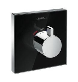 Фото Термостатический смеситель для душа 15734600 Hansgrohe ShowerSelect Glass (черный, хром)