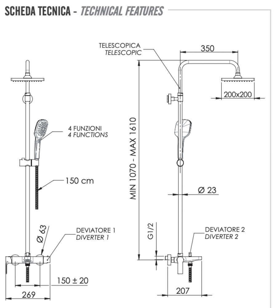 Фото Душевая система с изливом Remer Energy EY34ASD20