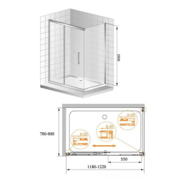 Душевое ограждение Azario  (AZ-NAC1131 L 1200)