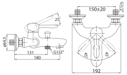 Фото Смеситель для ванны и душа BelBagno Oglio OGL-VASM-CRM