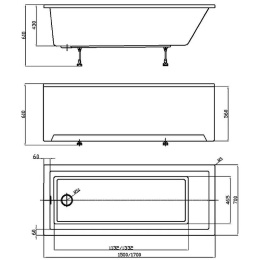 Фото Акриловая ванна 150x70 Aquatek (SOF150-0000001), прямоугольная