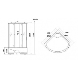 Душевая кабина 150x150x220 Niagara (NG-918-01N) С гидромассажем, акрил, Поддон высокий