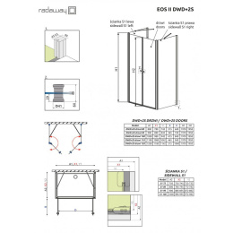 Дверь душевого уголка Radaway Eos II DWD+2S 100 профиль Хром стекло прозрачное 3799402-01