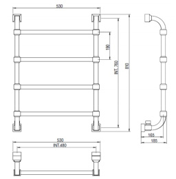 Фото Полотенцесушитель водяной Margaroli Concerto 732-4 732-4CR, высота 81 см, ширина 53, хром
