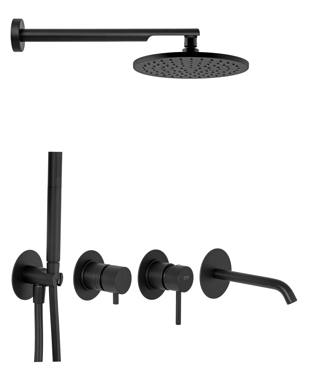 Фото Душевая система Remer X Style X96D3SETNO, черный матовый