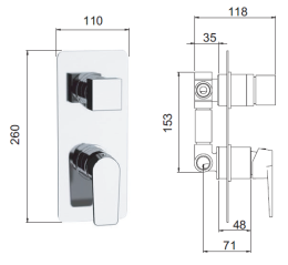 Фото Смеситель Remer для ванны встраиваемый RR D93 3 вых