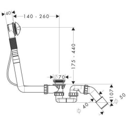Слив/перелив для ванны 58148000 Hansgrohe Flexaplus