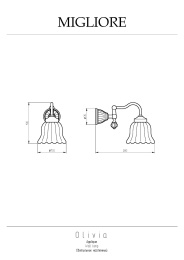 Фото Migliore Olivia 17442 Светильник настенный, плафон керамика белая, бронза