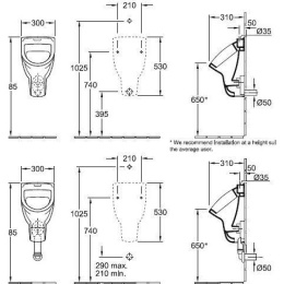 Villeroy&Boch O'Novo 752600R1 Писсуар подвесной (альпийский белый)