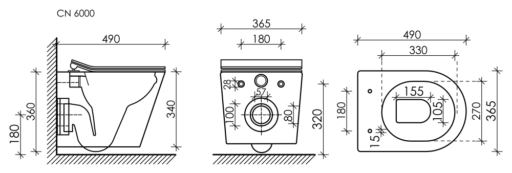 Подвесной унитаз Ceramicanova Balearica CN6000 с микролифтом, безободковый Белый