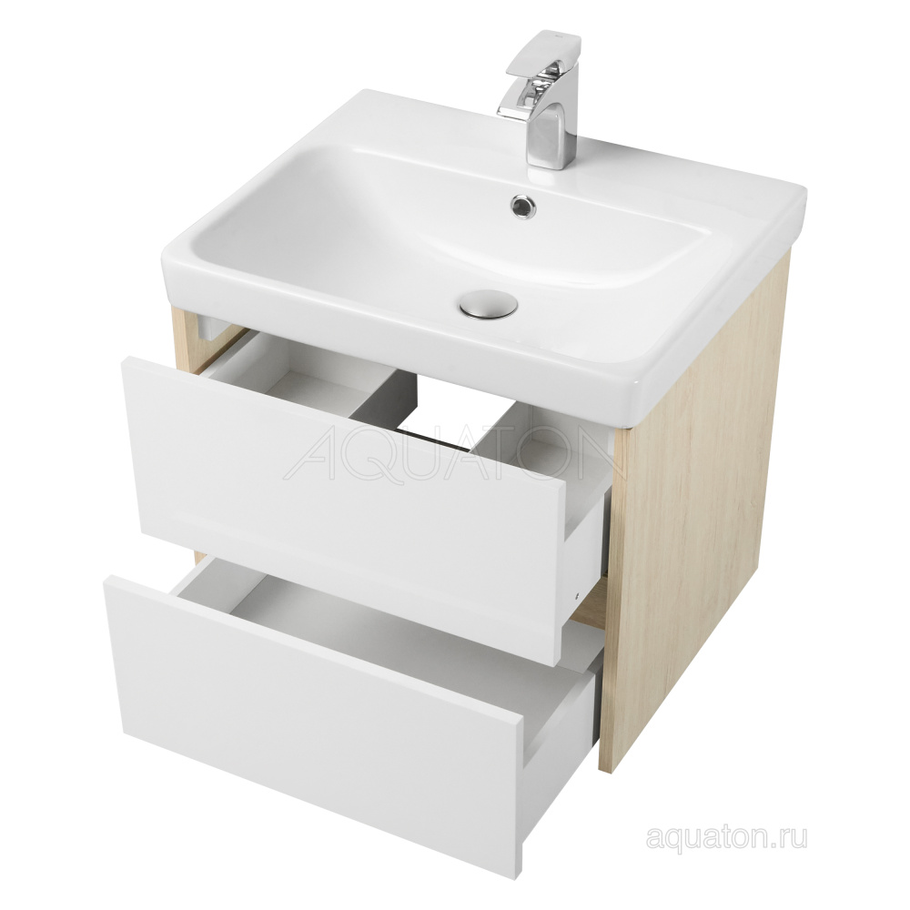 Фото Тумба под раковину Aquaton Сканди 70 белая, дуб верона 1A251801SDB20