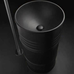 Раковина Kerasan Artwork Barrel 4742K31, 45 x h90 см напольная, слив в пол, черный матовый