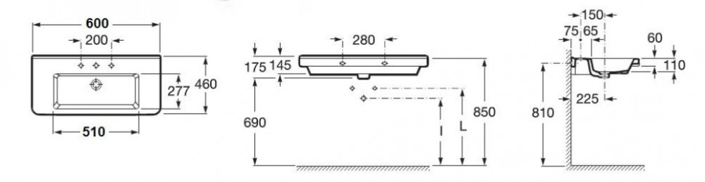 Фото Раковина подвесная Roca Dama-N (327784000) белый