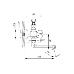 Смеситель для ванны с керамическим дивертором IDDIS Praktic Plus (PRPSB02i02)