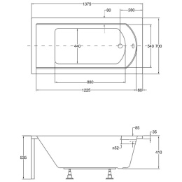 Акриловая ванна 140x70 Besco (WAS-140-PK), прямоугольная