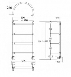 Фото Полотенцесушитель водяной Margaroli Sole 4424704OBNA, с аркой, высота 98 см, ширина 53.5 см, старая 