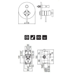 NOBILI Spring Infinity SP100TECR_WE80100 Термостат для душа (хром)