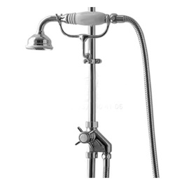 Ручной душ Devon&Devon MARK618CR с переключателем и держателем, с ручкой белой, цвет: хром